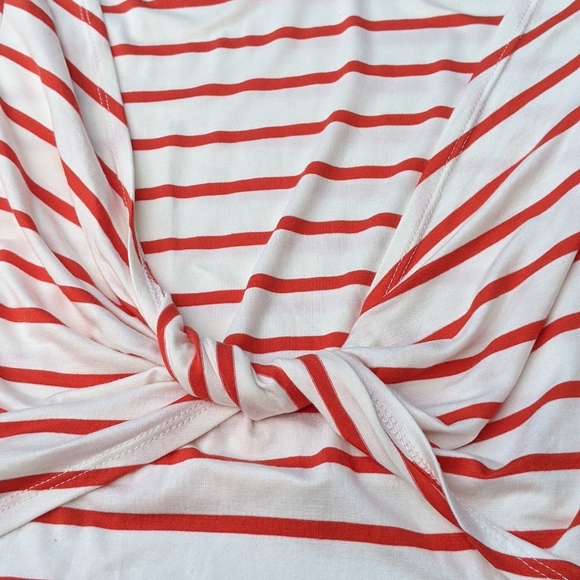 NWT Nordstrom Red White Stripe Crop Top Twist Front - Picture 4 of 7